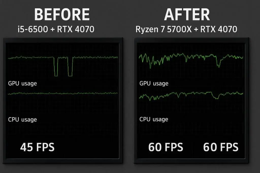 PC Bottleneck Calculator – Test CPU, GPU & Component Compatibility 12 Core i5-6500 & GeForce-RTX-4070 vs Ryzen 7-5700x-GeForce-RTX-4070